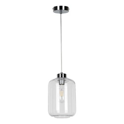 Tarro Pendant Lamp 1xE27 Max.60W Chrome Metal/Transparent PVC Cable/Transparent Glass 15880128