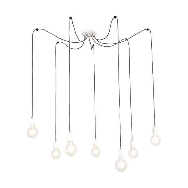 Porcia Pendant Lamp 7xE27 Max.60W White Metal/White Ceramics/Anthracite Fabric Cable 3181702
