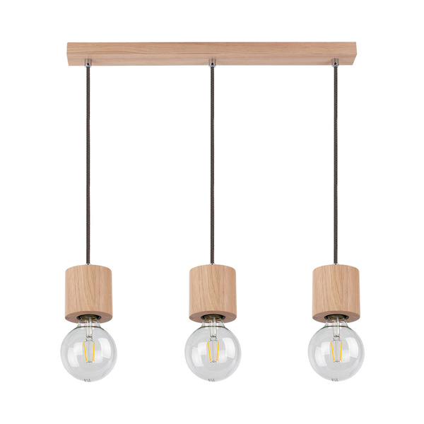 Trongo Round Pendant Lamp 3xE27 Max.60W Oiled Oak/Anthracite/Braided