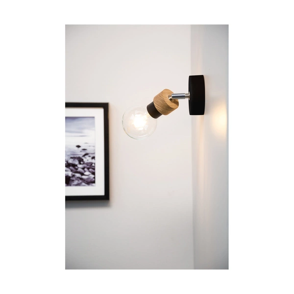 Marjolaine Wall Lamp 1xE27 Max.25W Oiled Oak/Black Metal 2831104