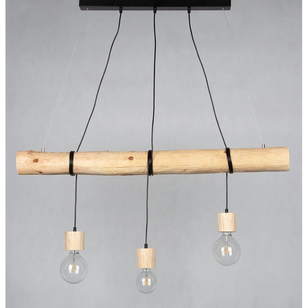 Trabo Pino Lampa Wisząca 3xE27 Max.60W Sosna Naturalna/Czarny PCV/Czarny 68315350
