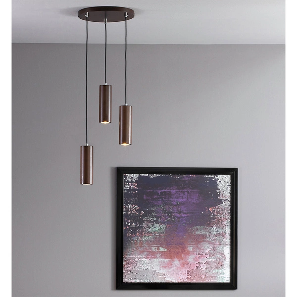 Pipe Pendant Lamp Incl. 3xGU10 LED 5W Walnut Beech Wood/Black Fabric Cable 1559376R