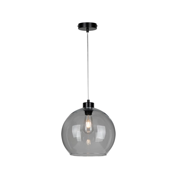 Lampa Wisząca Laguna 1xE27 Max.60W Czarny Metal/Przezroczysty Kabel PCV/Szkło Dymne 18630104