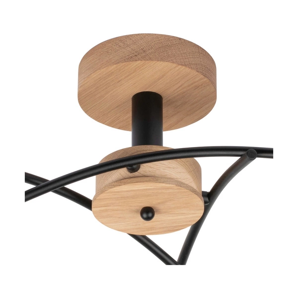 Linra Ceiling Lamp 3xE27 Max.40W Oiled Oak/Black Metal 183989