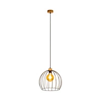 Coop Pendant Lamp 1xE27 Max.60W Oiled Oak/Black Metal/Black PVC Cable 1881974