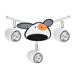 Lampa sufitowa Doggy 3xGU10 Max.50W Biały metal/Chromowany metal/Wielokolorowy materiał syntetyczny ze wzorem psa 2104302