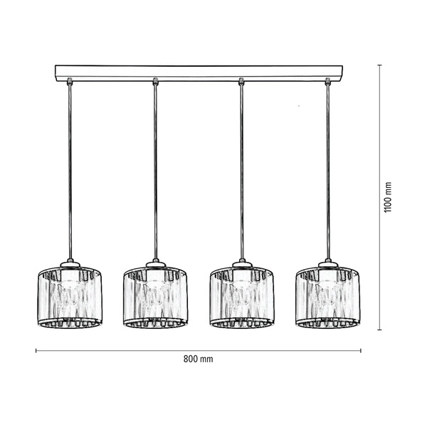 Anina Pendant Lamp 4xE14 Max.25W Black Metal/Transparent PVC Cable/Black-Chrome Shade 17930404