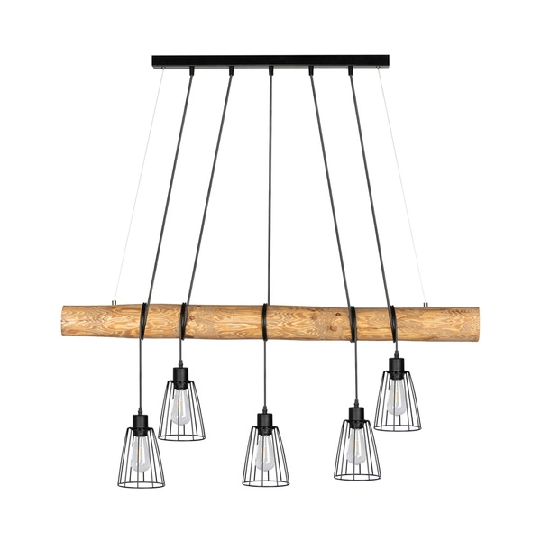 Trabo Long Pendant Lamp 5xE27 Max.60W Stained Pine/Black 69204504