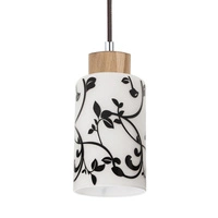 Bosco Pendant Lamp 4xE27 Max.60W Oiled Oak/Anthracite Fabric Cable/White-Black Glass 1701474G0758
