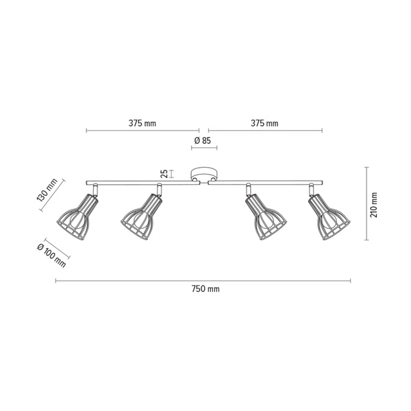 Megan Ceiling Lamp 4xE14 Max.40W White Metal 2743402
