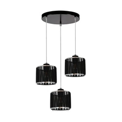 Anina Pendant Lamp 3xE14 Max.25W Black Metal/Transparent PVC Cable/Black-Chrome Shade 17931304