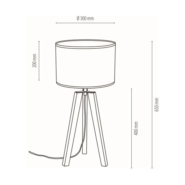 Malo Table Lamp 1xE27 Max.60W Oiled Oak/Transparent PVC/Multicolor 94315074