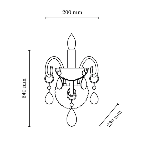 Queen Wall lamp 1xE14 Max.40W Transparent/Chrome 9140102