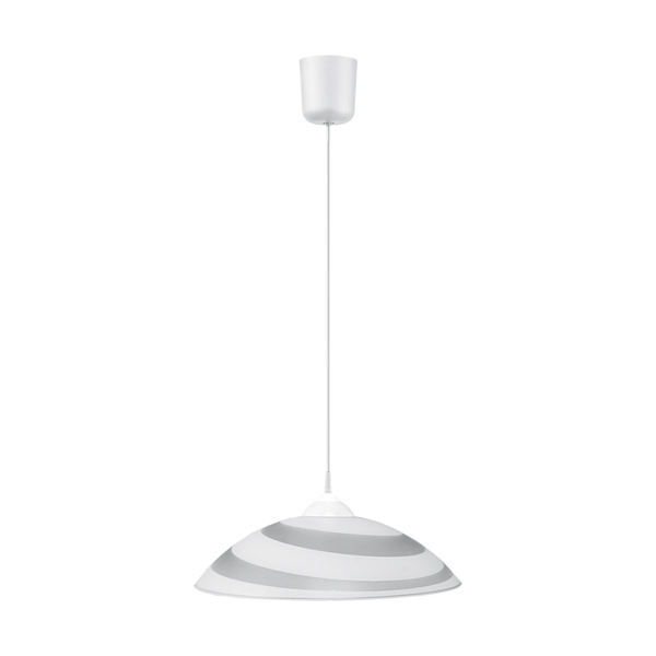 Okrągła lampa wisząca 1xE27 maks. 60W biały materiał syntetyczny/biały kabel PVC/białe szkło