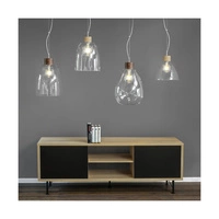 Campana Pendant Lamp 1xE27 Max.60W Oiled Oak/Transparent PVC Cable/Transparent Glass 9842074