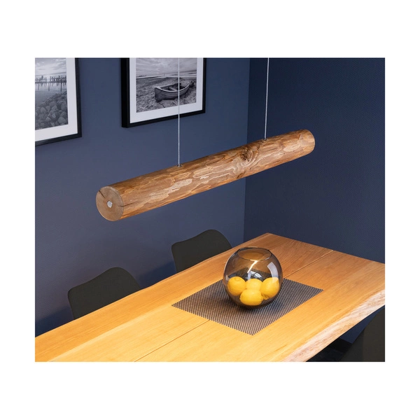 Lucas Pendant Lamp 1xLED Samsung 24V Integrated 2380lm 3000K 25,5W Stained Pine Brown/Black Metal/Transparent PVC Cable with Touch Dimmer 69480104
