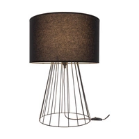 Swan Table Lamp 1xE27 Max.60W Black Metal/Black PVC Cable/Black Fabric Shade 89349104