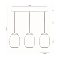 Vaso Pendant Lamp 3xE27 Max.60W Gray Stained Pine/Transparent PVC/Smoked Glass 169120357