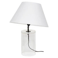 Dove Table Lamp 1xE27 Max.40W Transparent Glass/Black Fabric Cable/White Fabric Shade 779129110