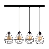 Diament Pendant Lamp 4xE27 Max.60W Black Metal/Black PVC Cable 2179404