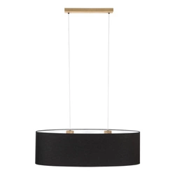 Dove Pendant Lamp 2xE27 Max.40W Oiled Oak/Transparent PVC Cable/Black Fabric Shade 17400274