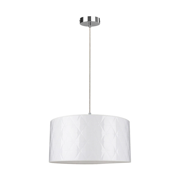 Lampa wisząca Maxima 1xE27 Max.60W Chromowany metal/Przezroczysty kabel PVC/Abażur z białej tkaniny 1761028