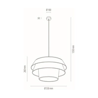 Amar Pendant Lamp 1xE27 Max.60W Black Metal/Transparent PVC Cable/White Fabric Shade 160950104