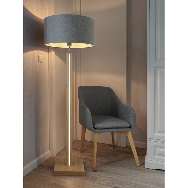 Asseto Floor Lamp 1xE27 Max.60W, 2xLED 24V Integrated 36W Oiled Oak/Anthracite/Grey/Touch Dimmer 6572174