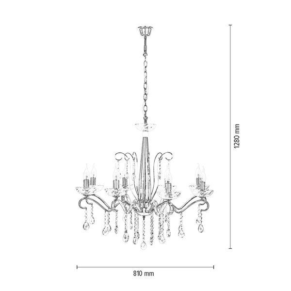 Alessa Ceiling Lamp 8xE14 Max.40W Chrome Metal/Transparent Glass 9014828