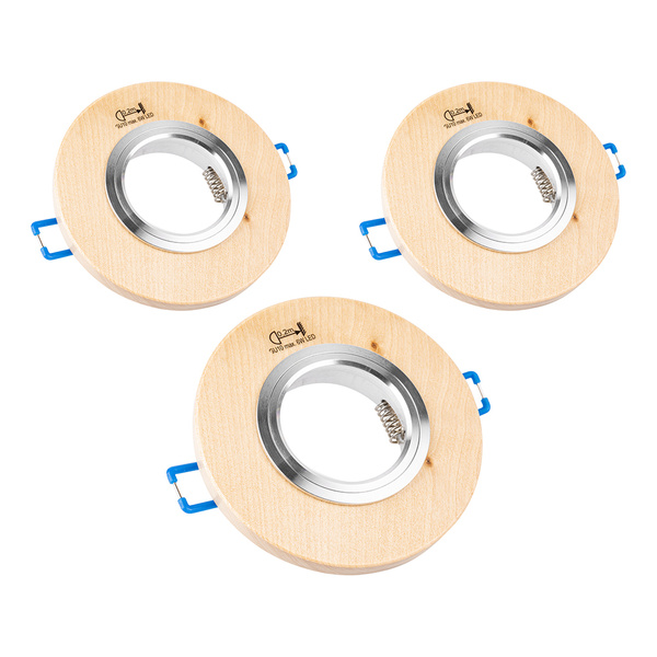 Vitar Wood Round Set of Downlights 3xGU10 Max.6W LED Birch Wood