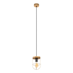 Netuno Pendant Lamp 1xE27 Max.60W Stained Pine Brown/Black Metal/Black PVC Cable/Gold Metal