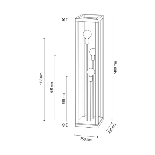 Kago Floor Lamp 3xE27 Max.60W Oiled Oak/Black Metal/Black Fabric Cable 51524374