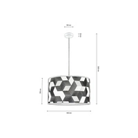 Espacio Pendant Lamp 1xE27 Max.60W Black Metal/Transparent PVC Cable/Multicolor Wallpaper 15480104