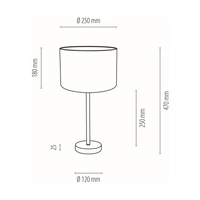 Dove Table Lamp 1xE27 Max.40W Chrome Metal/Transparent PVC Cable/White Fabric Shade 724380128