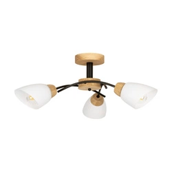 Viletta Wood Ceiling Lamp 3xE27 Max.60W Oiled Oak/Black Metal/White Glass 8142374