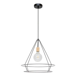 Casa Triango Pendant Lamp 1xE27 Max.60W Oiled Oak/Black Metal/Black PVC Cable