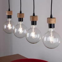 Clarte Wood Pendant Lamp 4xE27 Max.60W Oiled Oak/Black Metal/Black Fabric Cable 3274474