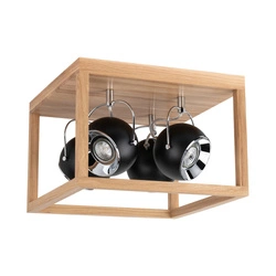 Roy Ceiling Lamp Incl.4xLED GU10 5W Oiled Oak/Black Metal 5224474