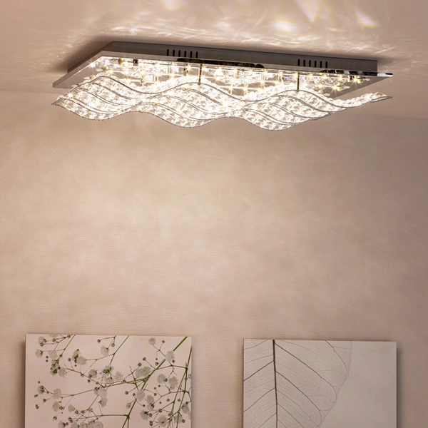 Wrzecionowa lampa sufitowa w zestawie Zintegrowana dioda LED 2240lm 4000K 32W Chromowany metal/przezroczysty kryształ 5963128