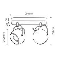 Ball Wood Lampa Sufitowa Incl.2xLED GU10 5W Dąb Olejowany/Satyna 5131274