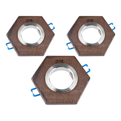 Vitar Wood Set of Downlights 3xGU10 Max.6W LED Walnut Beech Wood