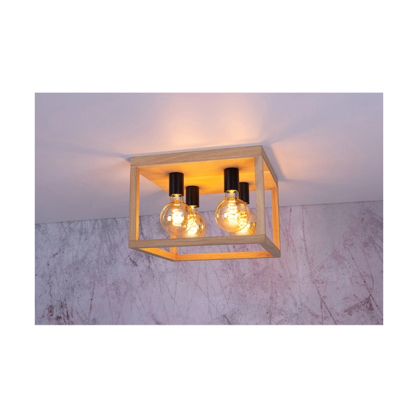 Kago Ceiling Lamp 4xE27 Max.60W Oiled Oak/Black Metal 9154474
