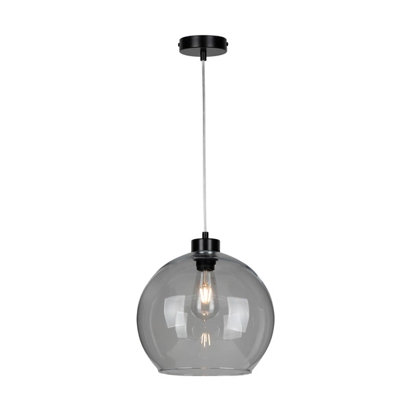 Canberra Pendant Lamp 1xE27 Max.60W Black Metal/Transparent PVC Cable/Smoked Glass 5500055