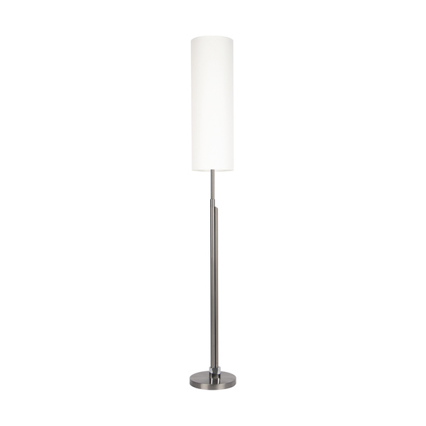 Eleganta Floor Lamp Incl. LED Integrated 1800lm+500lm 3000K 22W Satin Metal/Black Fabric Cable/White Fabric Shade