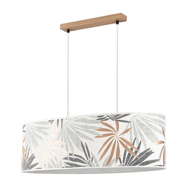 Hoja Pendant Lamp 2xE27 Max.40W Oiled Oak/Transparent PVC Cable/Multicolor Wallpaper