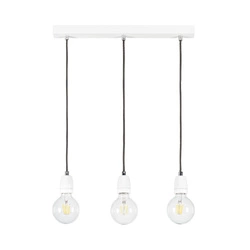 Porcia Pendant Lamp 3xE27 Max.60W White Metal/White Ceramics/Anthracite Fabric Cable