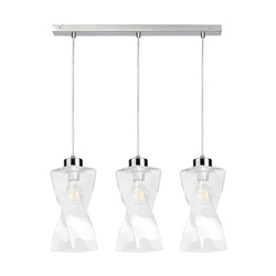 Twist Pendant Lamp 3xE27 Max.25W Metal Chrome/Transparent PVC Cable/Transparent Glass 13620328