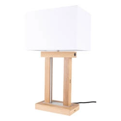 Hakon Table Lamp 1xE27 Max.40W, 2xLED 24V 7.5W Int. Oiled Oak/Mat Nickel/White with Touch Dimmer 7017407710645