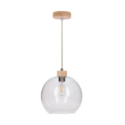 Lampa wisząca Svea 1xE27 maks. 60W drewno brzozowe/szkło przezroczyste/przezroczysty kabel PVC 13560160