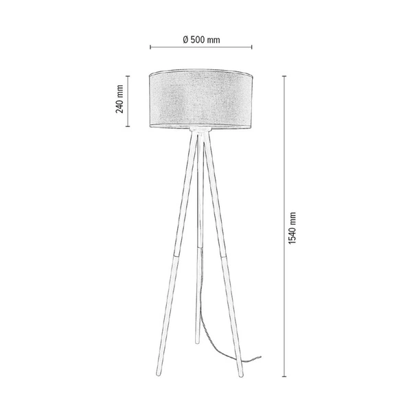 Panda Floor Lamp 1xE27 Max.60W Birch-White Wood/Transparent PVC Cable/White Fabric Shade 6010208210510